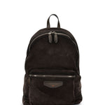Zaino in pelle scamosciata con logo in marrone 