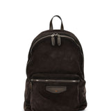 Zaino in pelle scamosciata con logo in marrone 
