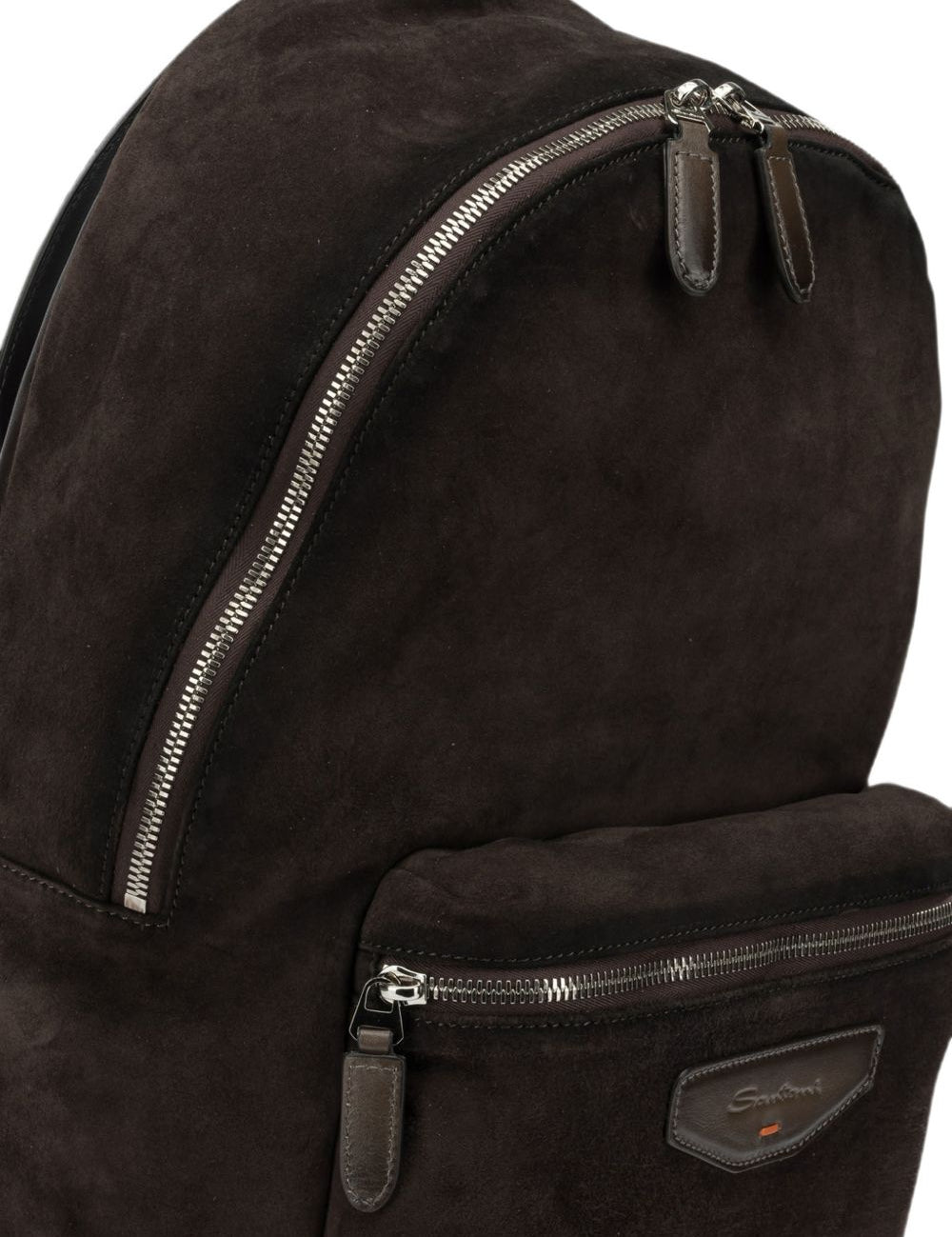 Zaino in pelle scamosciata con logo in marrone 