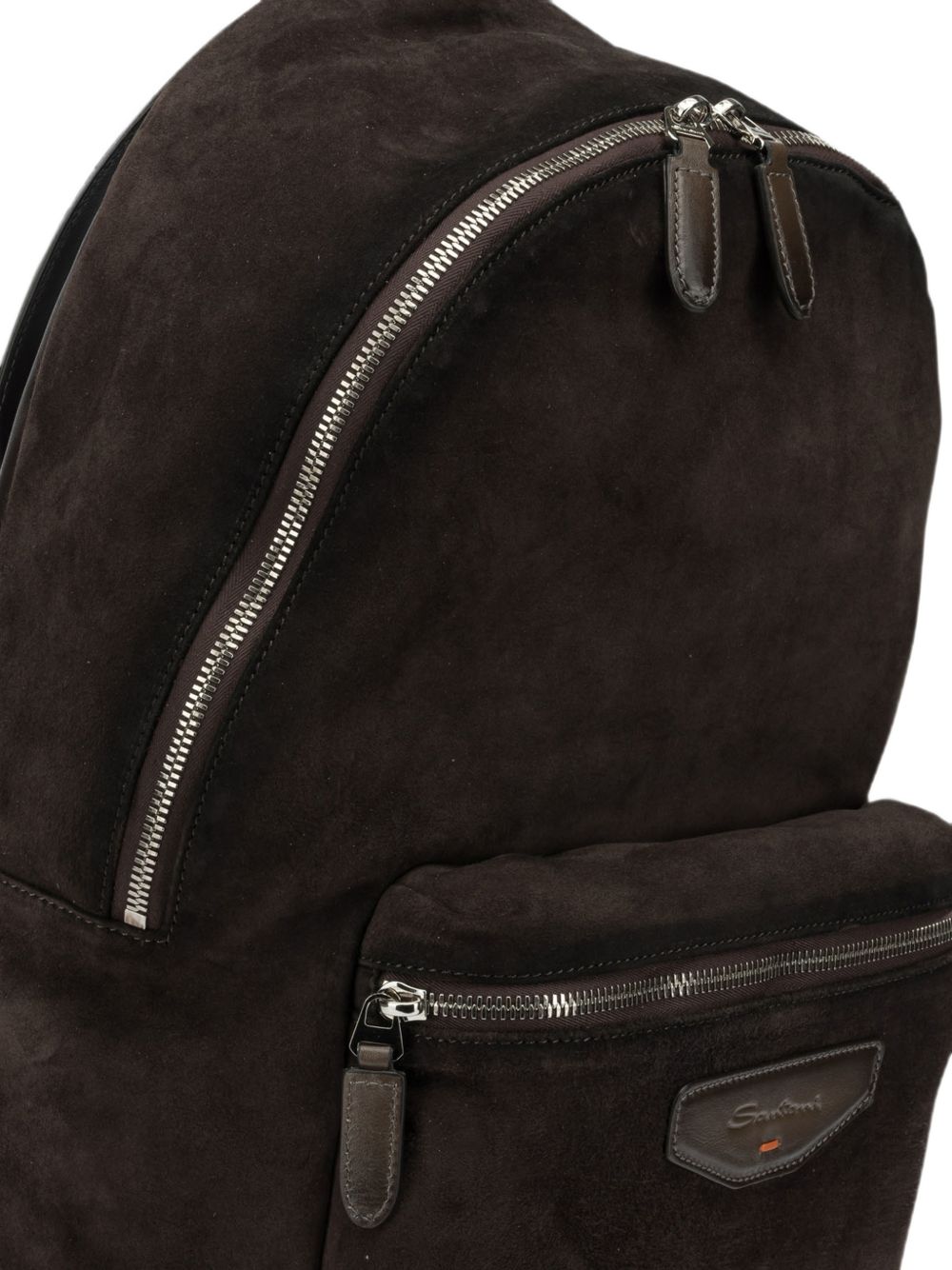 Zaino in pelle scamosciata con logo in marrone 