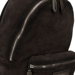 Zaino in pelle scamosciata con logo in marrone 