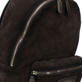 Zaino in pelle scamosciata con logo in marrone 