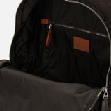 Zaino in pelle scamosciata con logo in marrone 
