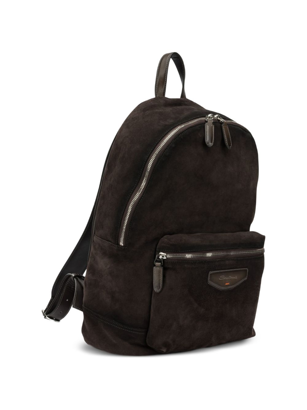 Zaino in pelle scamosciata con logo in marrone 