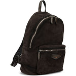 Zaino in pelle scamosciata con logo in marrone 