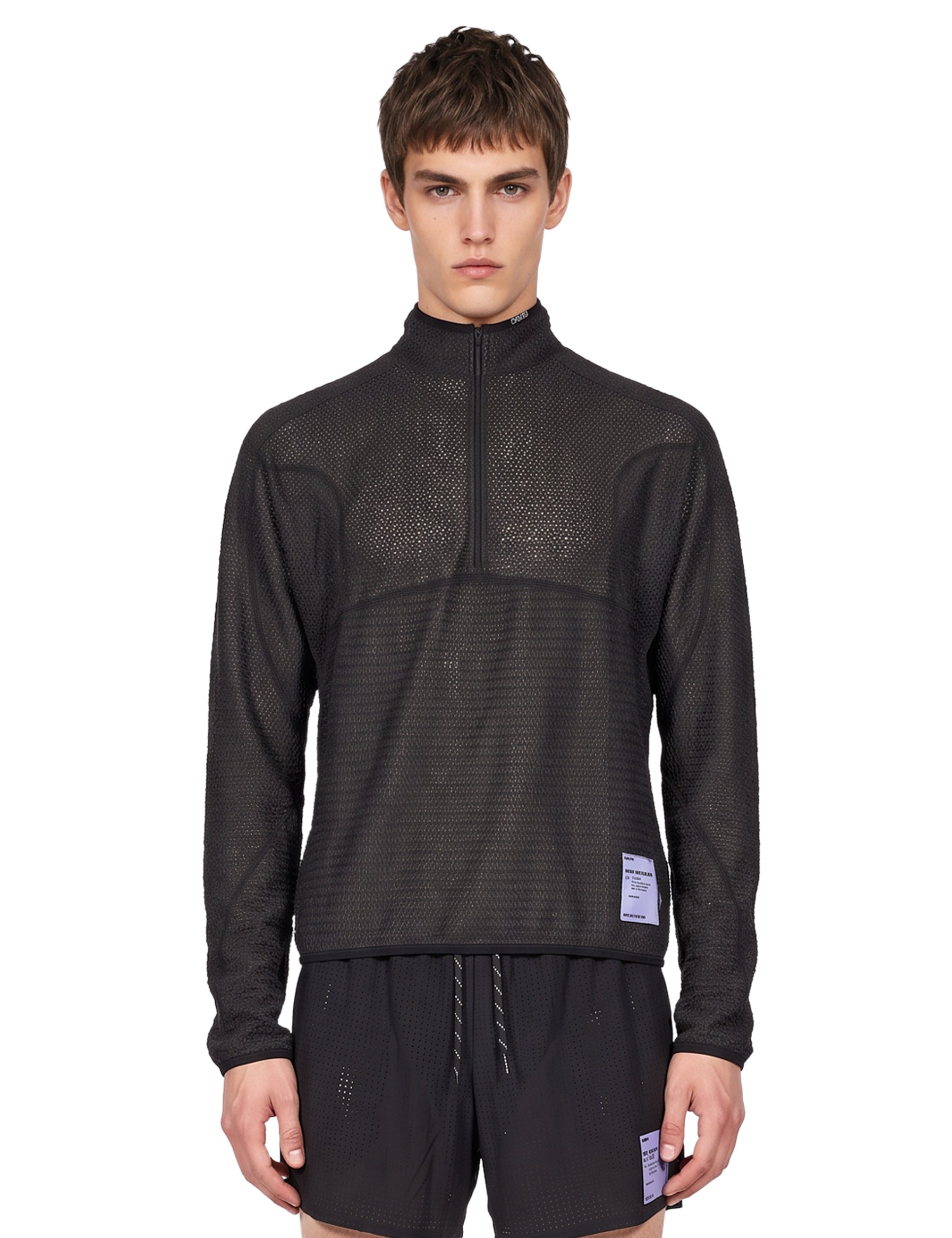 Felpa con mezza zip in nero 