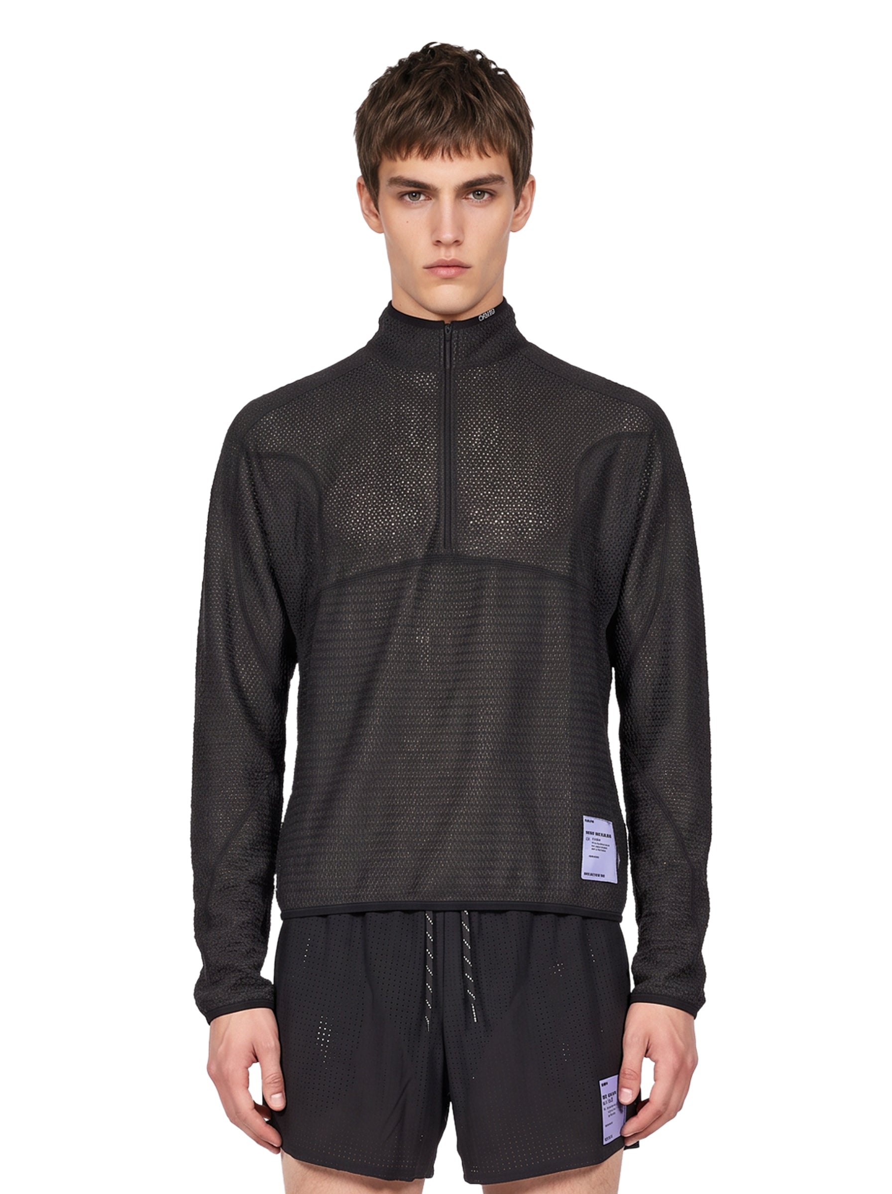 Felpa con mezza zip in nero 