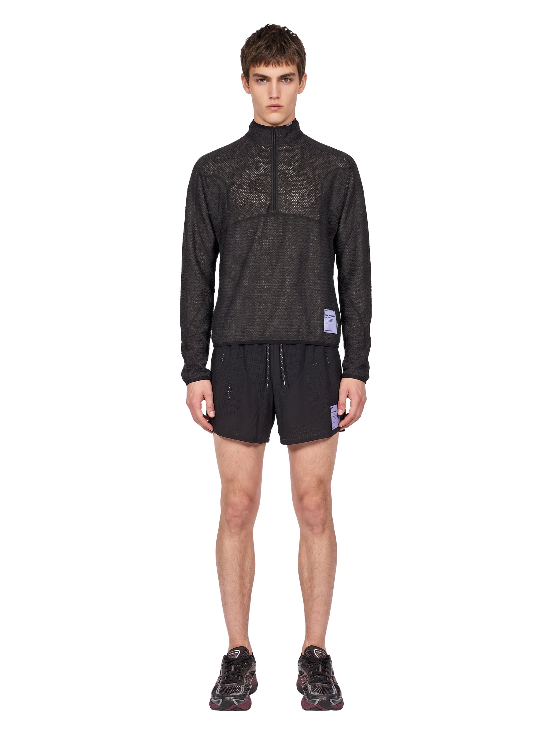 Felpa con mezza zip in nero 