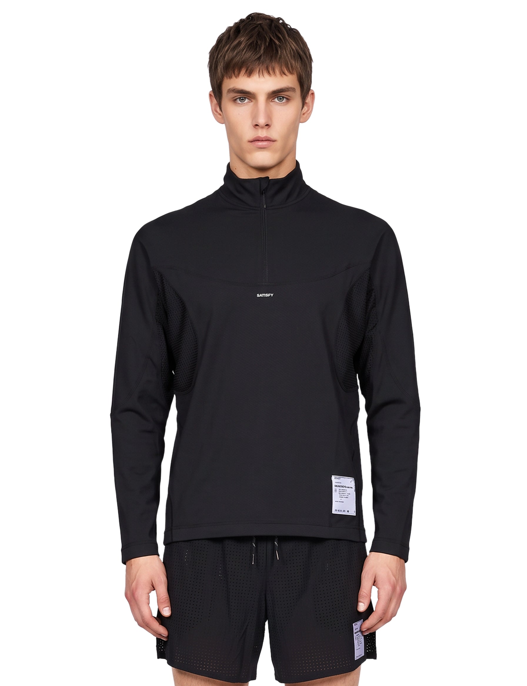 T-shirt mezza zip FuzzFleece Octa in nero 