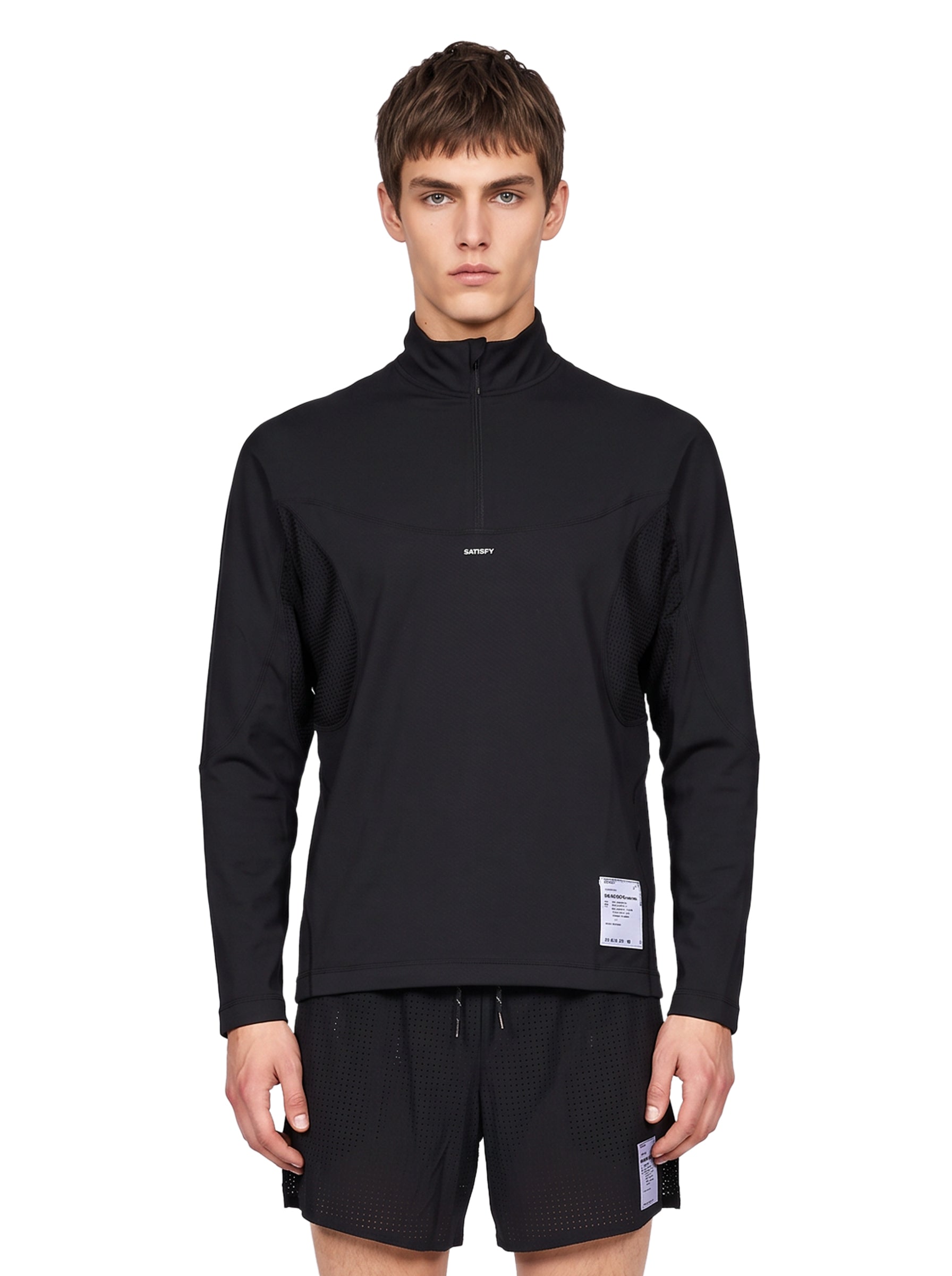 T-shirt mezza zip FuzzFleece Octa in nero 