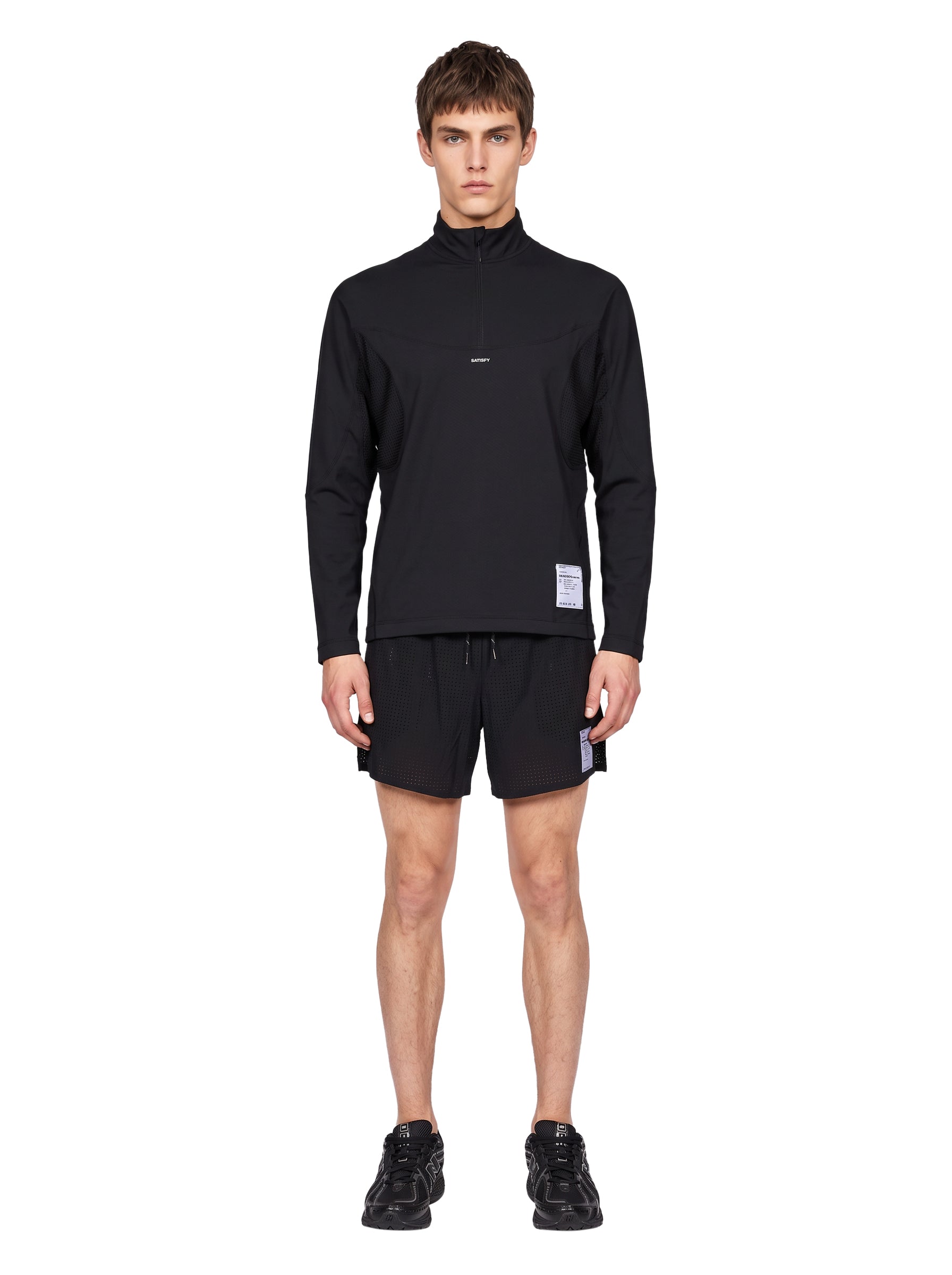 T-shirt mezza zip FuzzFleece Octa in nero 