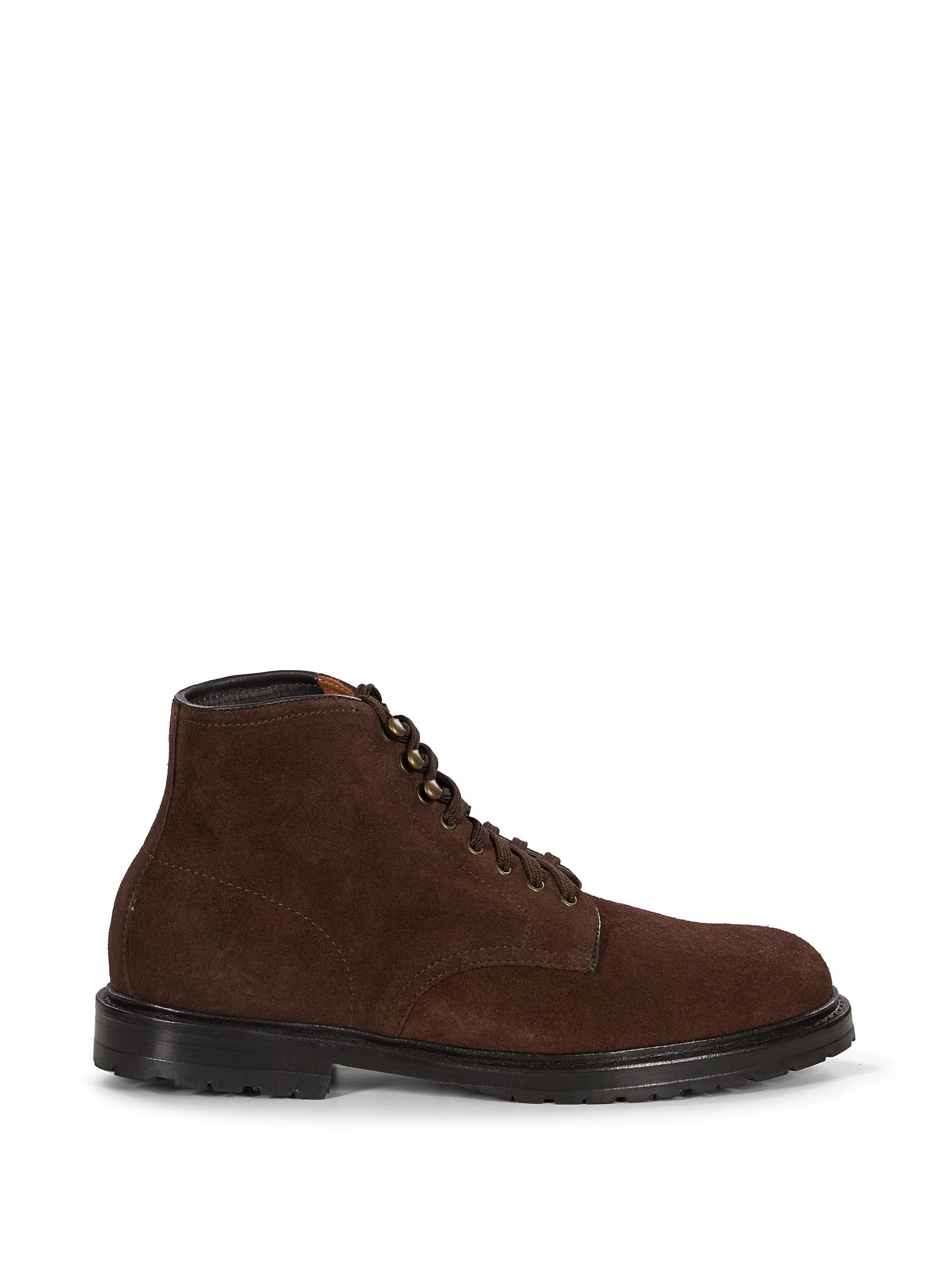 Stivaletti con lacci in pelle scamosciata in marrone 