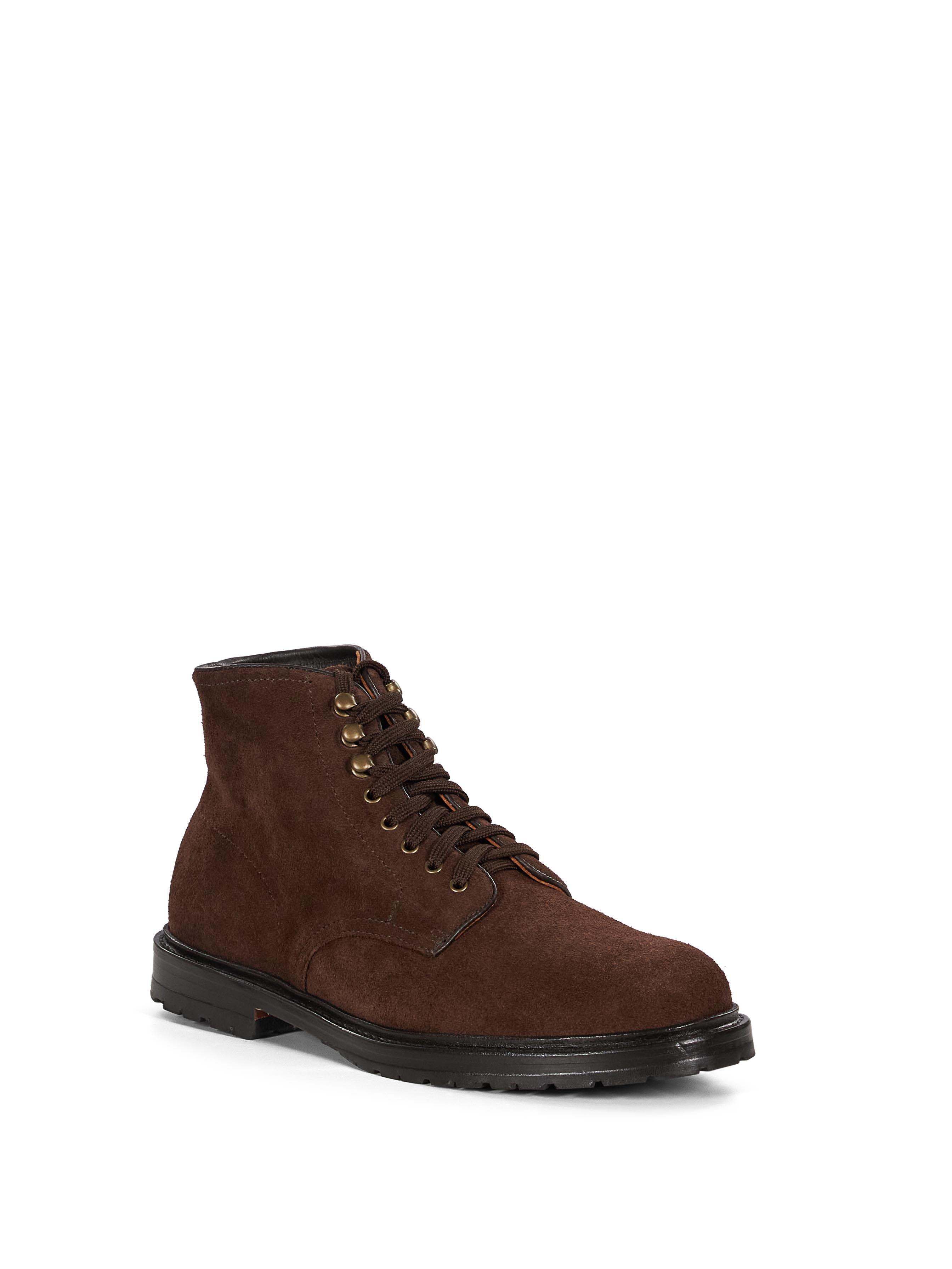 Stivaletti con lacci in pelle scamosciata in marrone 