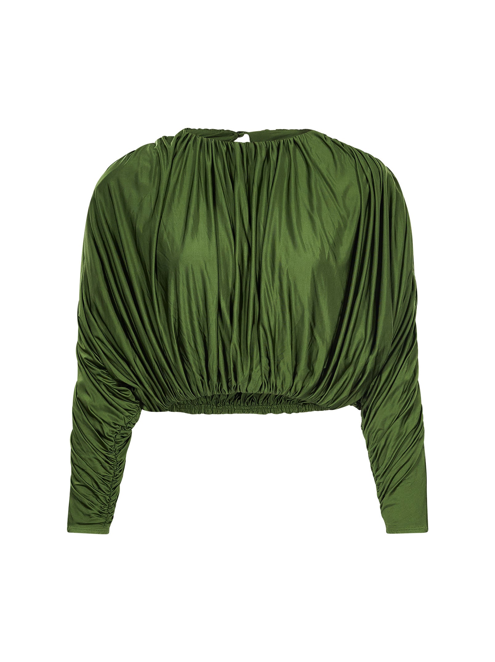 Top arricciato in jersey verde oliva 