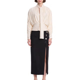 Blusa con fiocco in avorio 