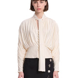 Blusa con fiocco in avorio 