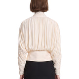 Blusa con fiocco in avorio 