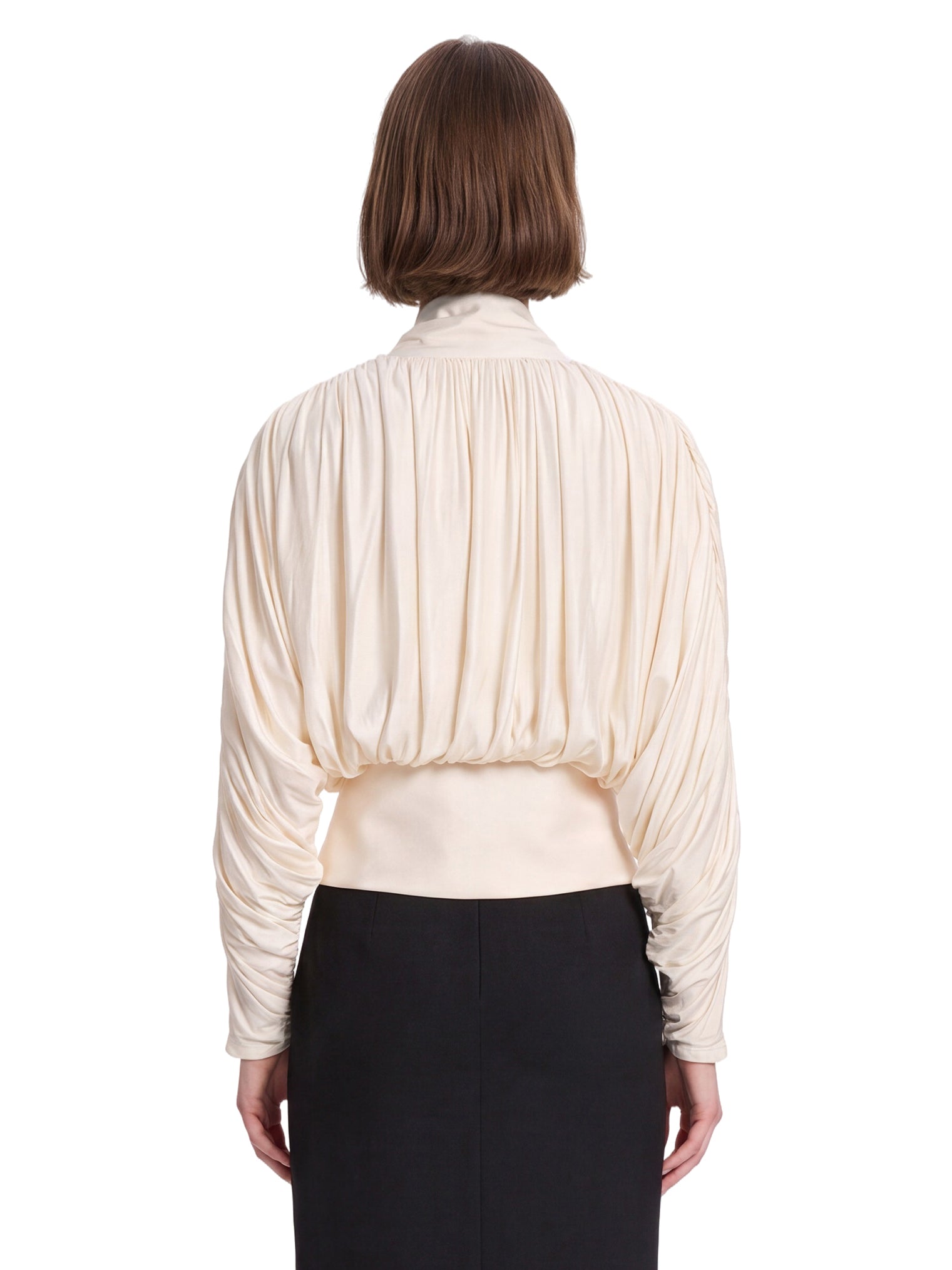 Blusa con fiocco in avorio 
