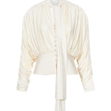 Blusa con fiocco in avorio 