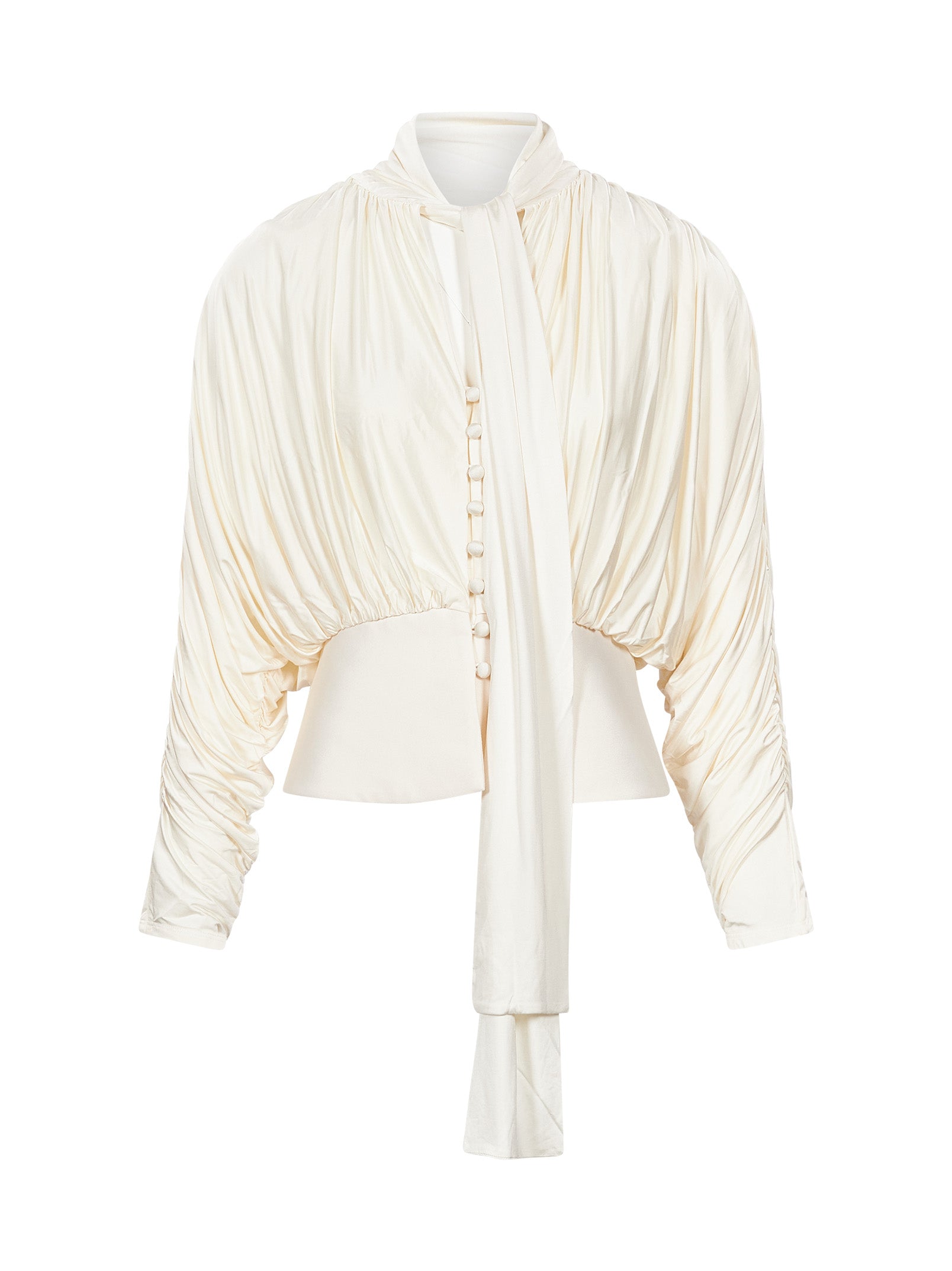 Blusa con fiocco in avorio 