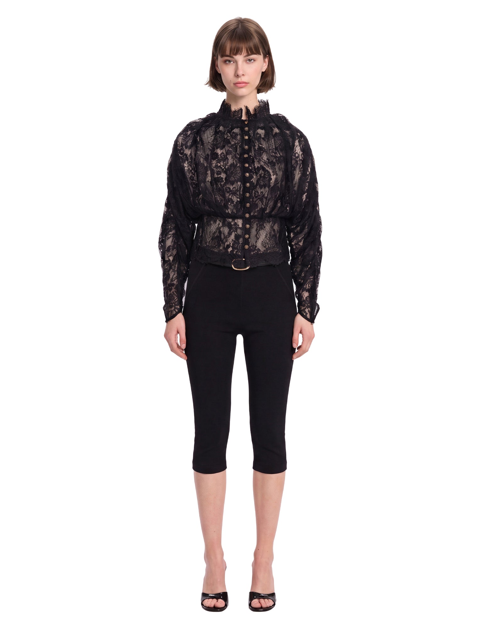 Blusa in pizzo in nero 