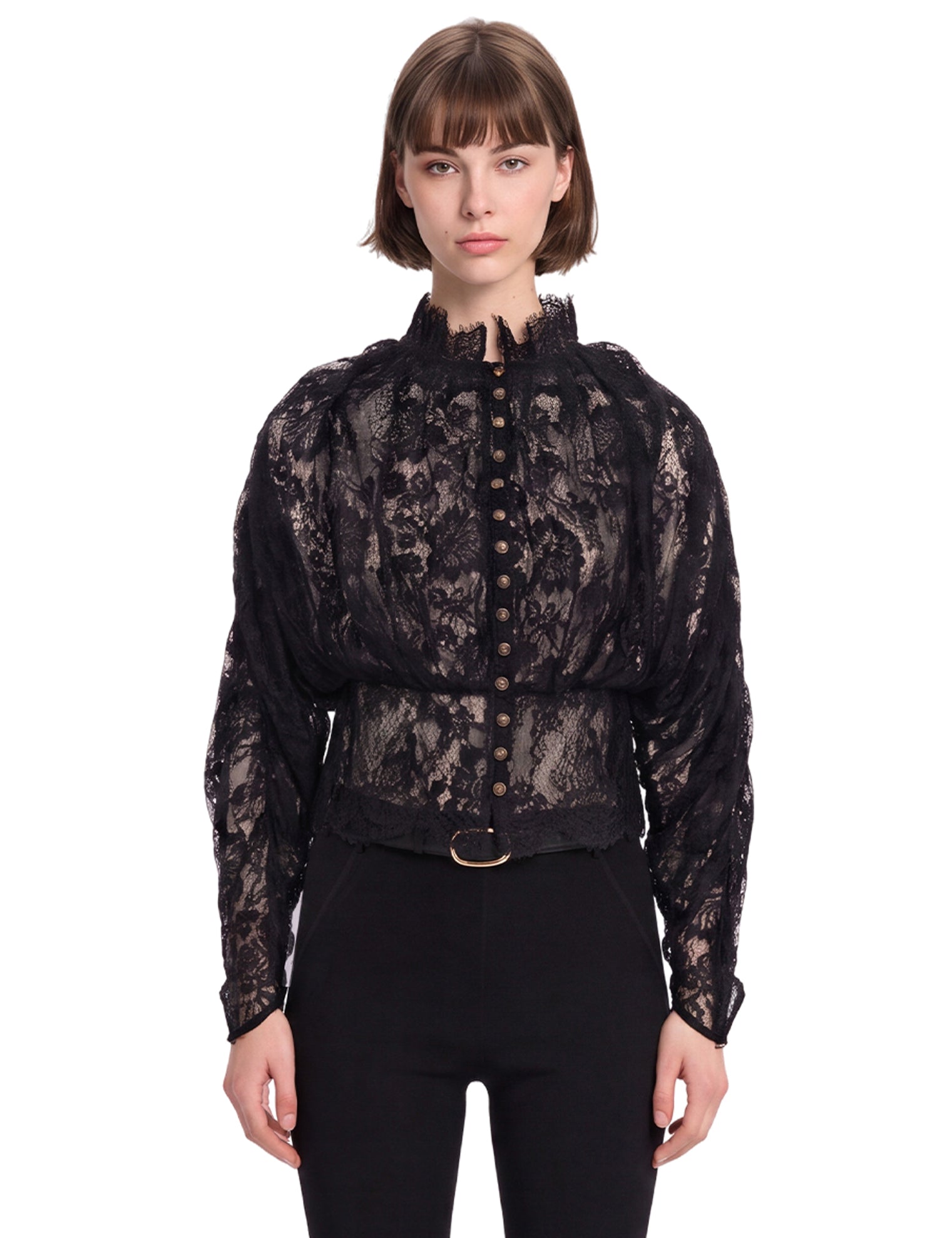 Blusa in pizzo in nero 