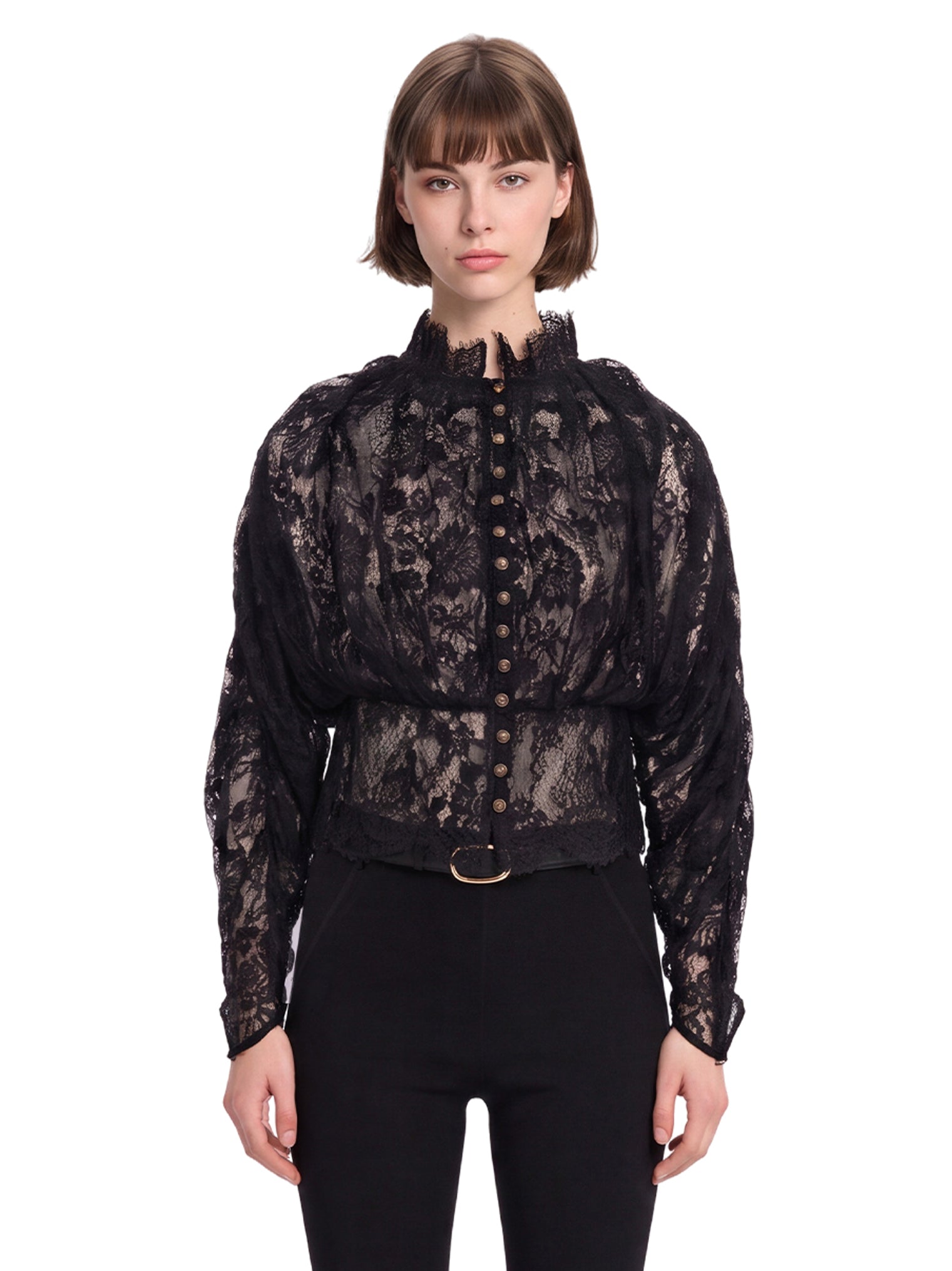 Blusa in pizzo in nero 