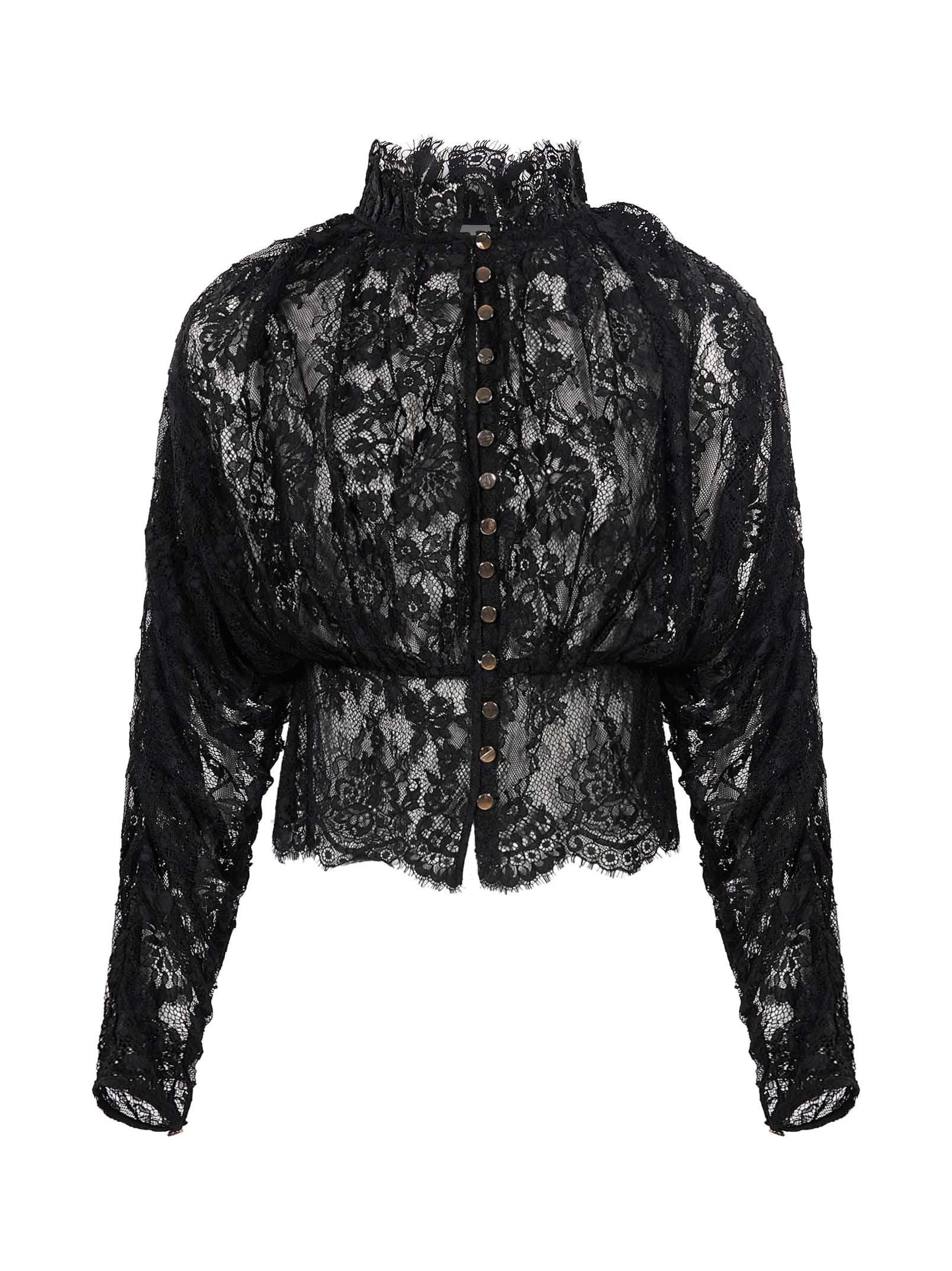 Blusa in pizzo in nero 