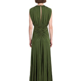 Abito lungo drappeggiato in verde 