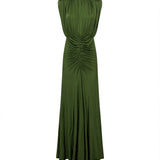 Abito lungo drappeggiato in verde 