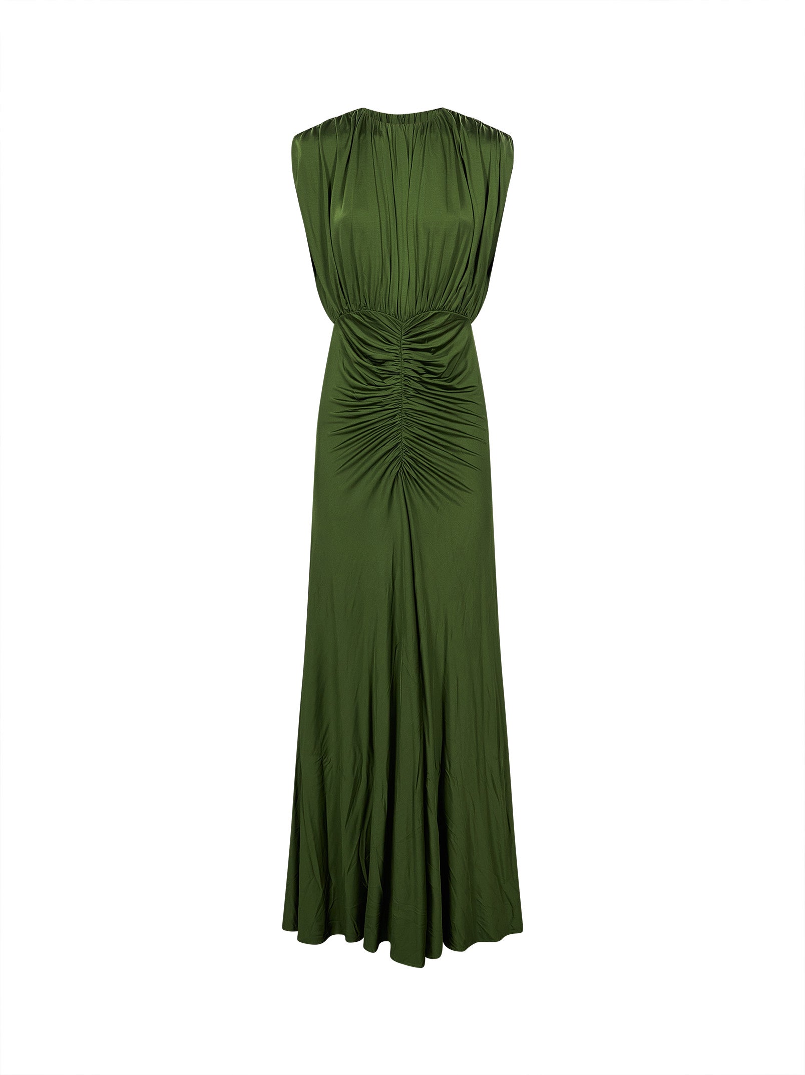 Abito lungo drappeggiato in verde 