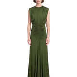 Abito lungo drappeggiato in verde 