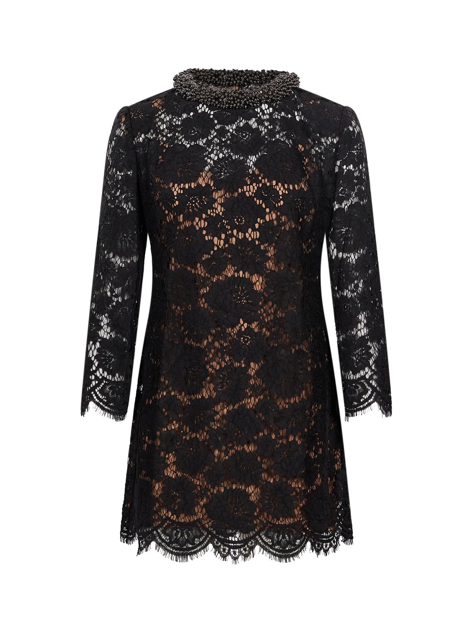 Abito mini in pizzo in nero 