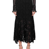 Gonna midi in pizzo in nero 