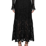 Gonna midi in pizzo in nero 