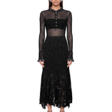 Gonna midi in pizzo in nero 