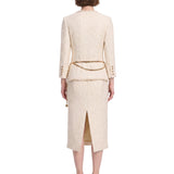Abito midi boucle in avorio 