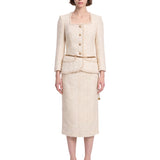 Abito midi boucle in avorio 