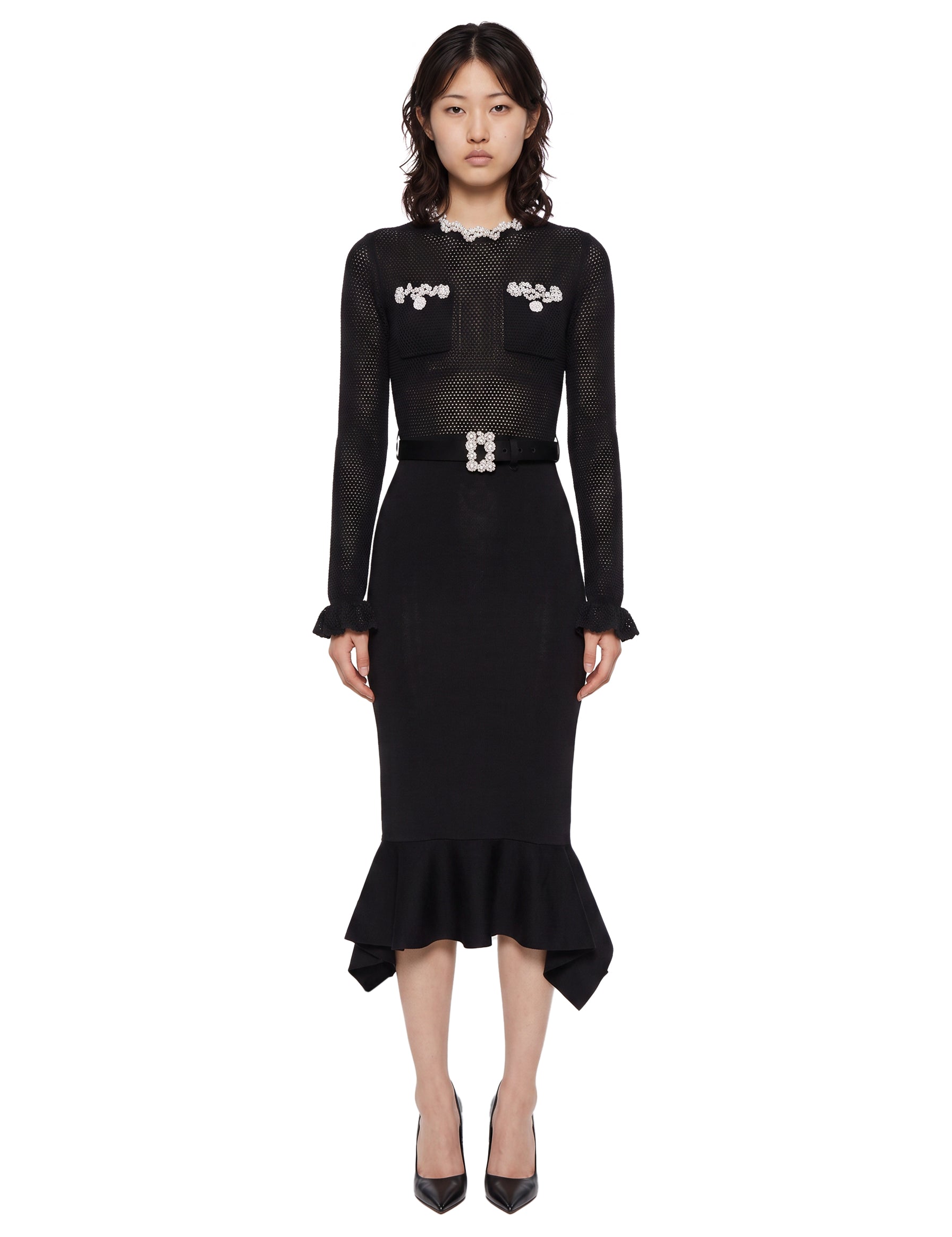 Abito midi in maglia in nero 