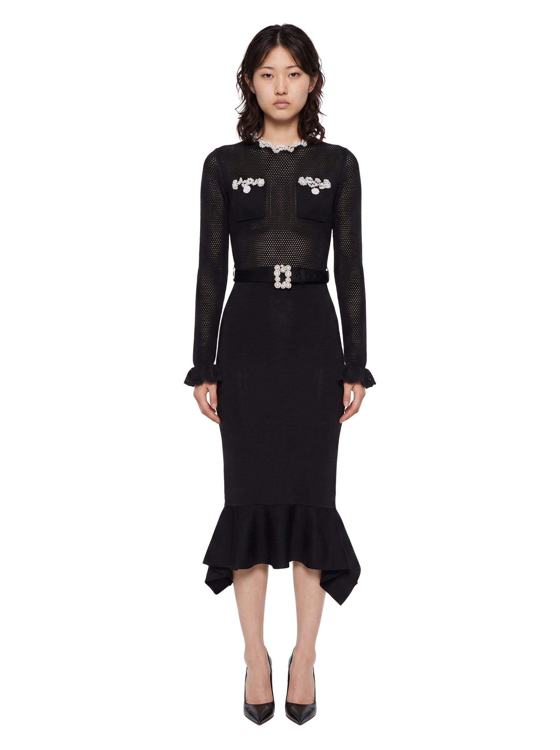 Abito midi in maglia in nero 