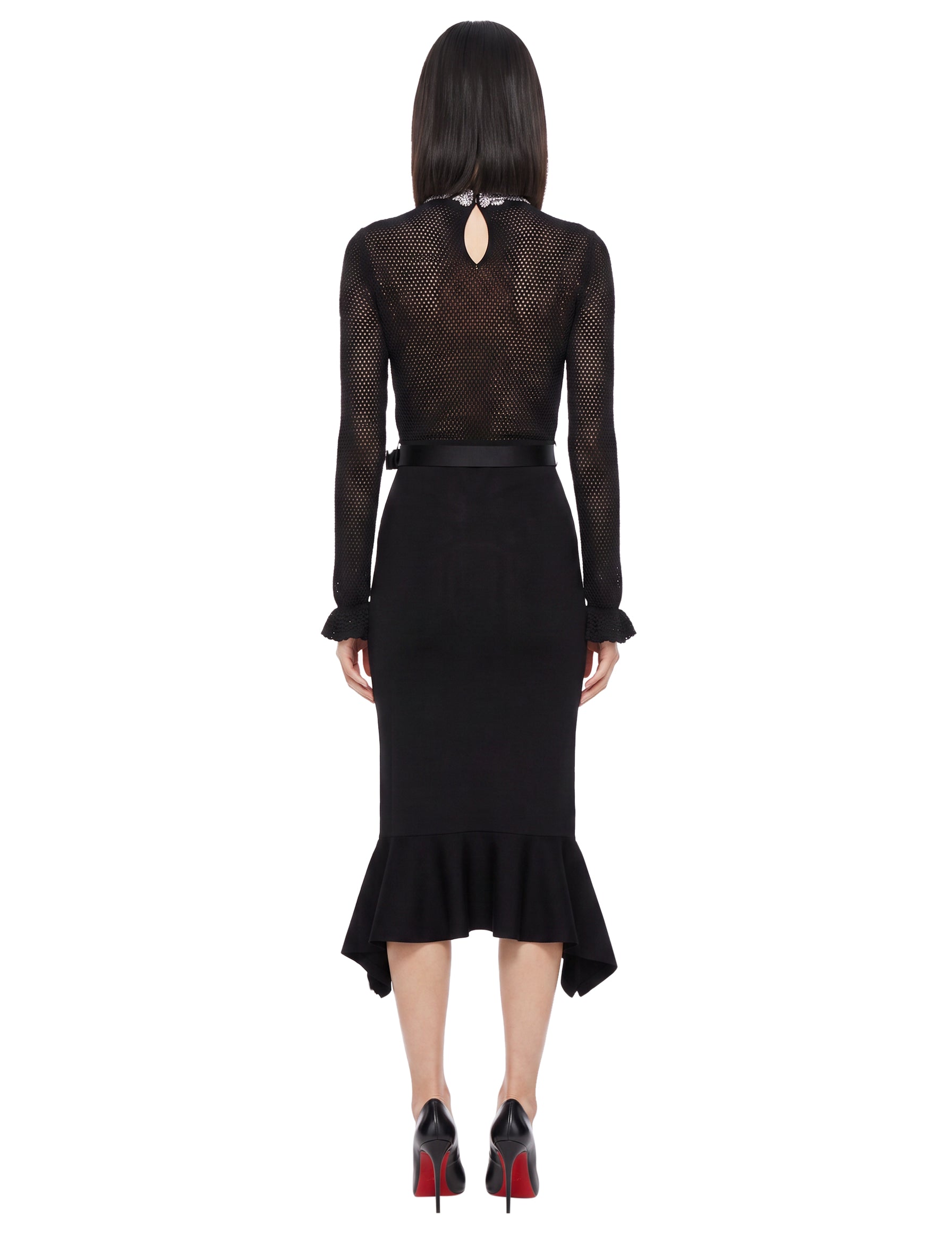 Abito midi in maglia in nero 