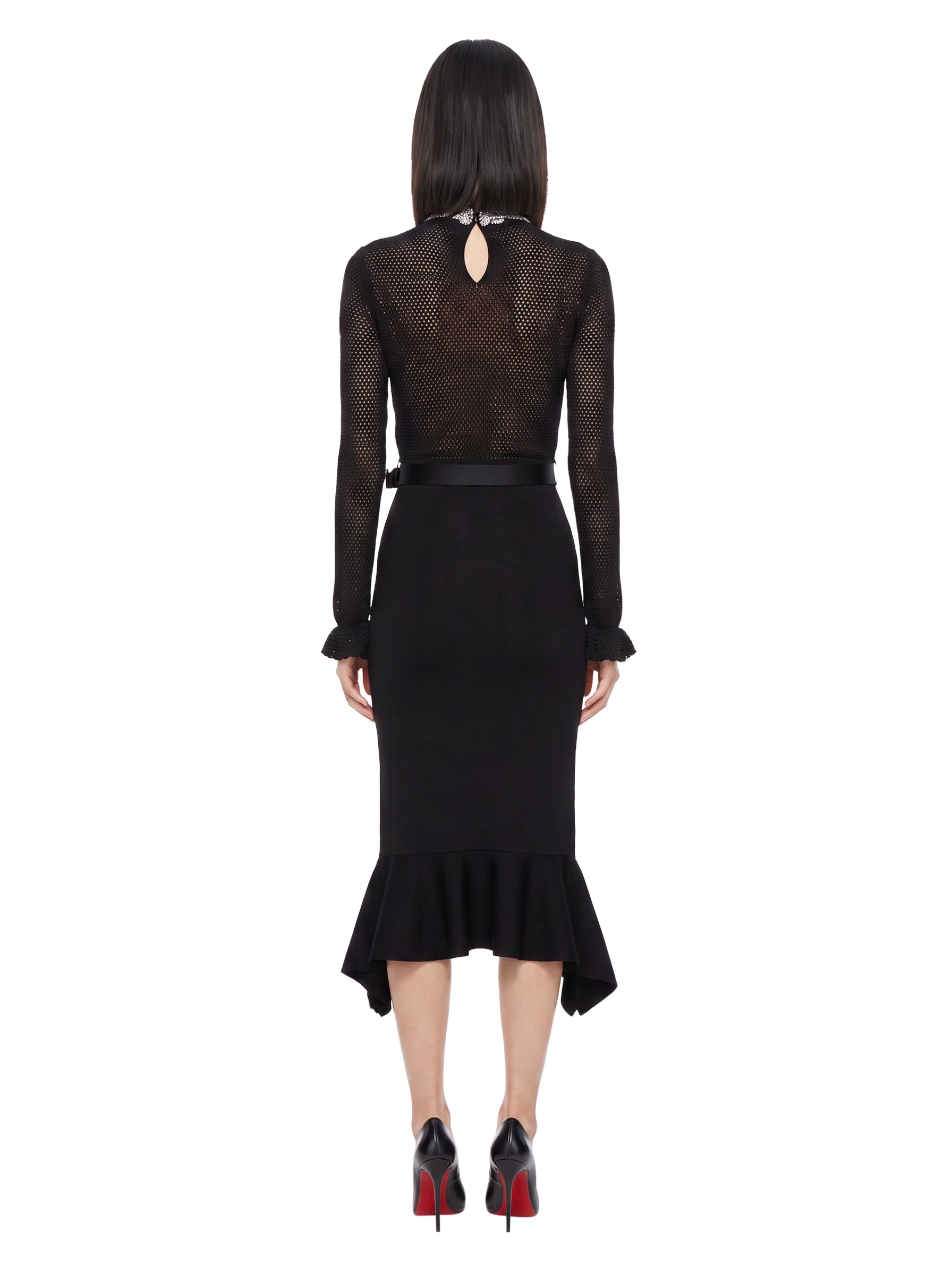 Abito midi in maglia in nero 