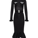 Abito midi in maglia in nero 