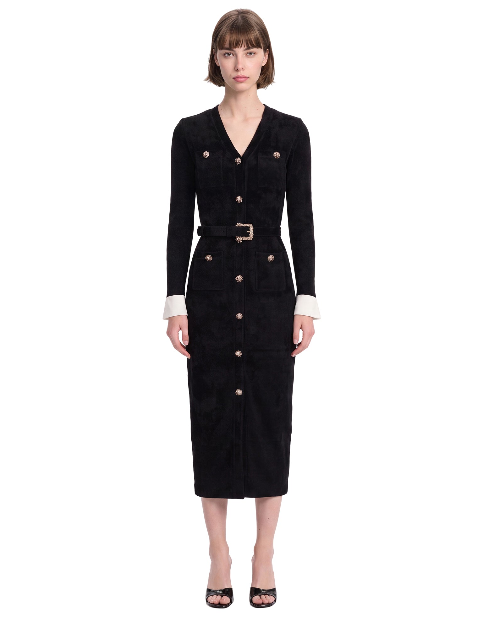 Abito midi in maglia in nero 