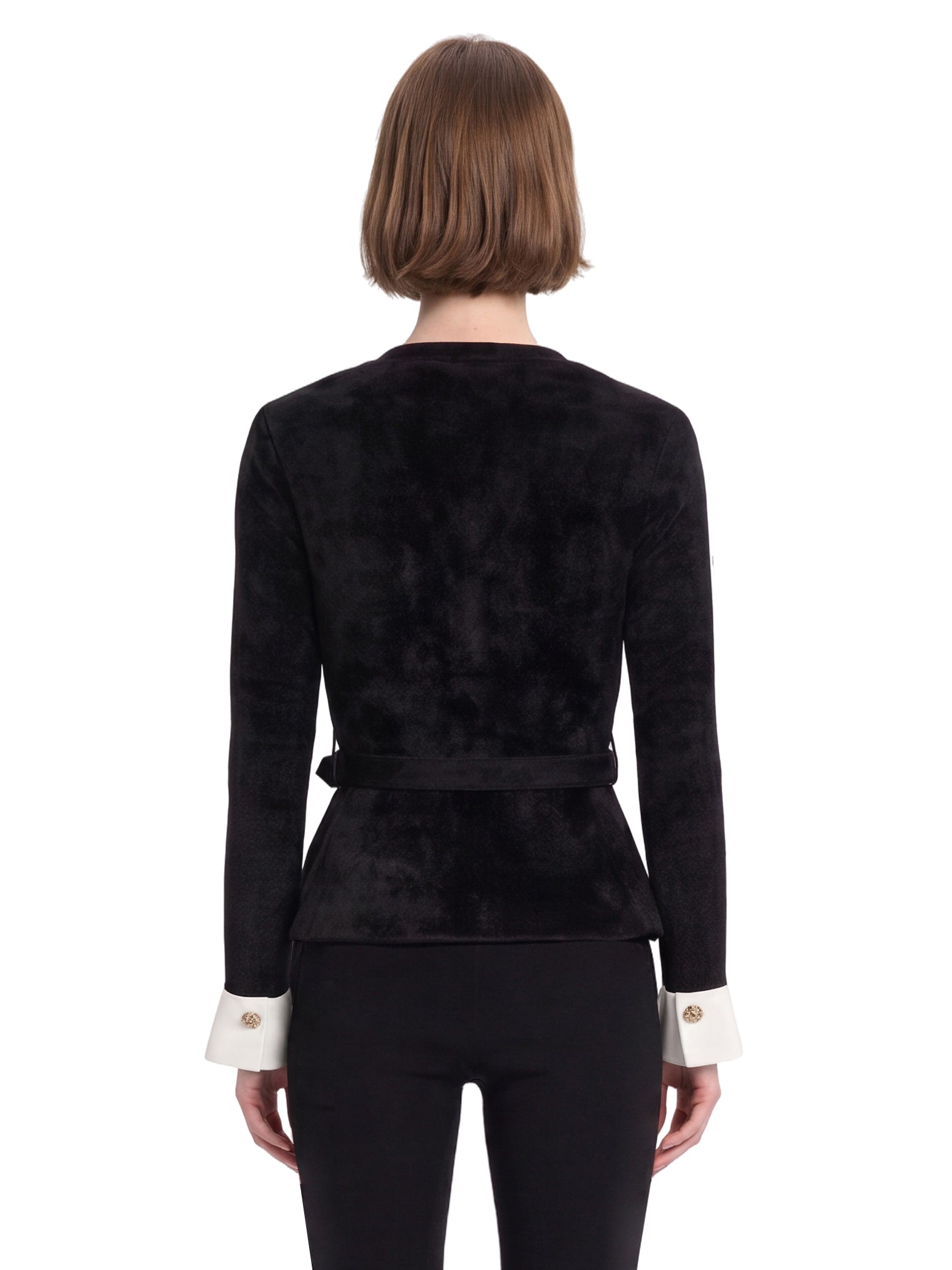 Top scollo a V in maglia in nero 