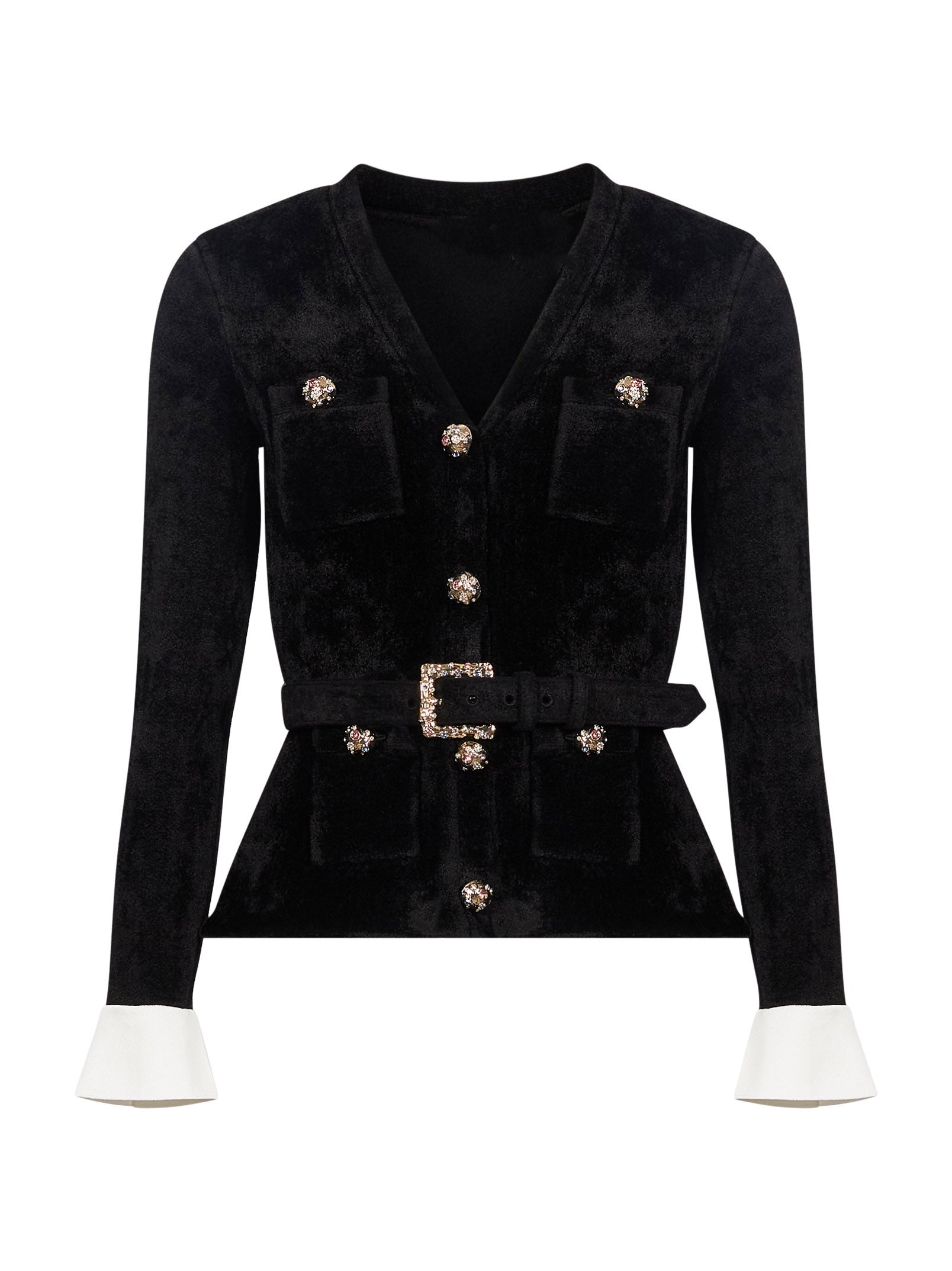 Top scollo a V in maglia in nero 