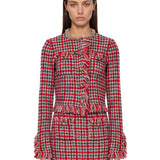 Giacca boucle con motivo a quadri multicolore 
