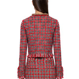 Giacca boucle con motivo a quadri multicolore 