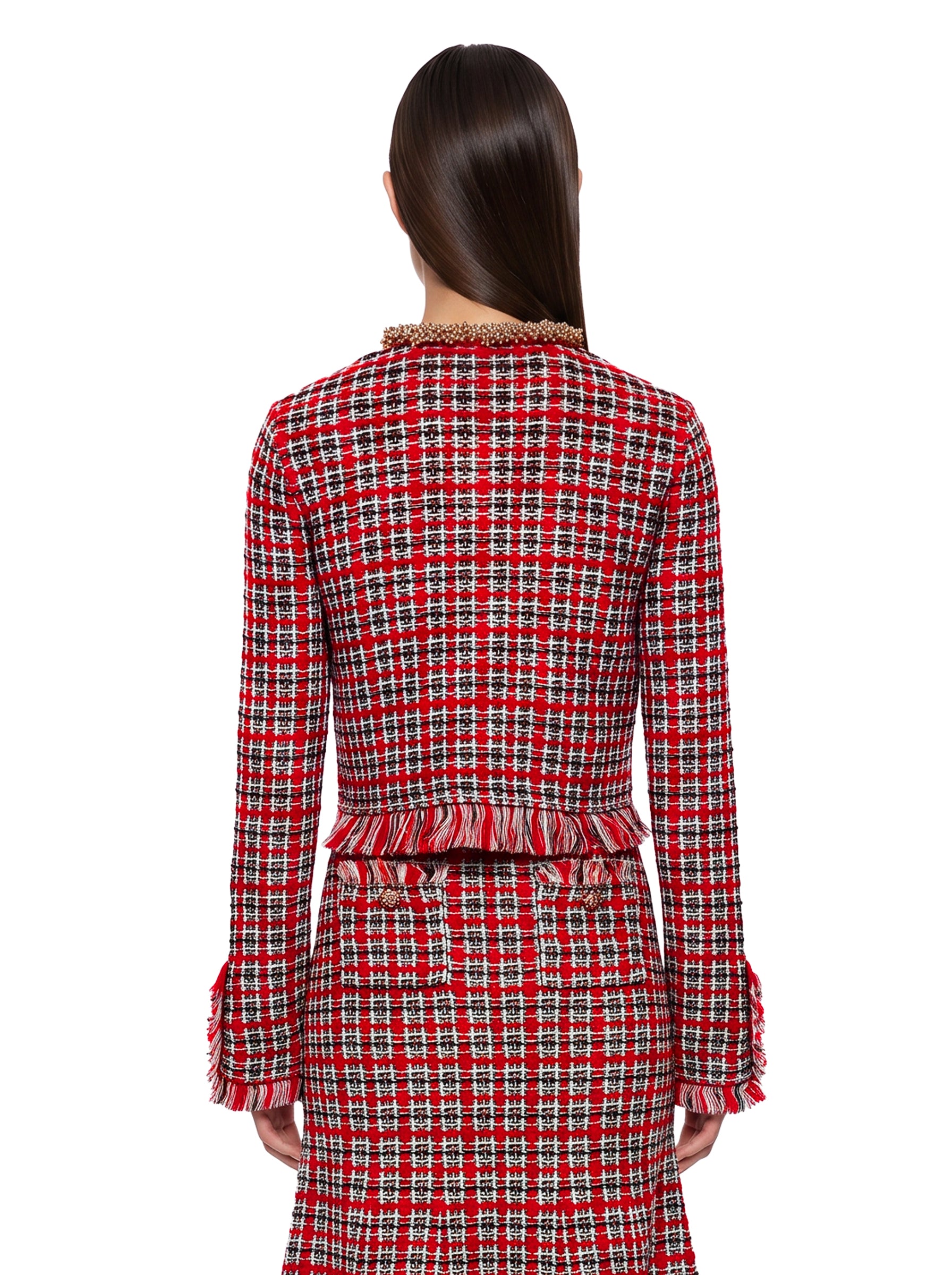 Giacca boucle con motivo a quadri multicolore 