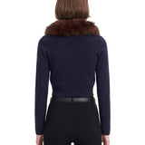 Cardigan con pelliccia in blu 